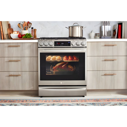 LG 30 in. 6.3-Cu. Ft. Smart Wi-Fi Enabled ProBake Convection InstaView Gas Slide-in Range with Air Fry, Stainless Steel (LSGL6337F)