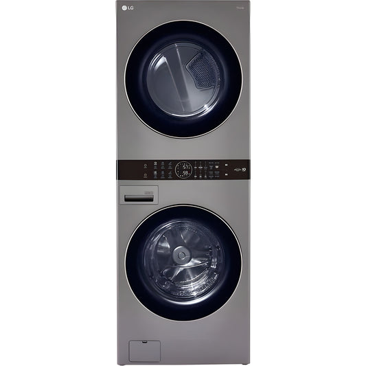 LG Single Unit Front Load LG WashTower with Center Control 4.5-cu. ft. Washer and 7.4-cu. ft. Gas Dryer in Graphite Steel (WKG101HVA)