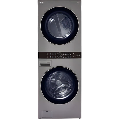 LG Single Unit Front Load LG WashTower with Center Control 4.5-cu. ft. Washer and 7.4-cu. ft. Gas Dryer in Graphite Steel (WKG101HVA)