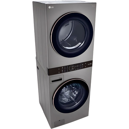 LG WashTower Single Front Load Unit with Center Control, 4.5-Cu. Ft. Washer and 7.4-Cu. Ft. Electric Dryer in Graphite (WKE100HVA)