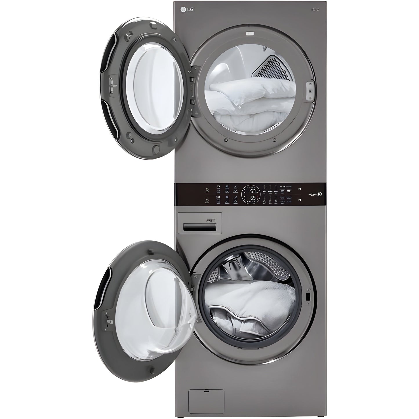 LG WashTower Single Front Load Unit with Center Control, 4.5-Cu. Ft. Washer and 7.4-Cu. Ft. Electric Dryer in Graphite (WKE100HVA)