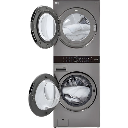 LG WashTower Single Front Load Unit with Center Control, 4.5-Cu. Ft. Washer and 7.4-Cu. Ft. Electric Dryer in Graphite (WKE100HVA)