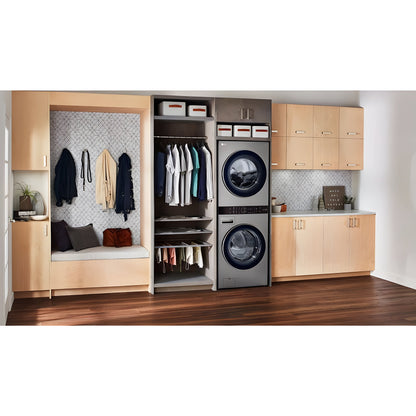 LG WashTower Single Front Load Unit with Center Control, 4.5-Cu. Ft. Washer and 7.4-Cu. Ft. Electric Dryer in Graphite (WKE100HVA)