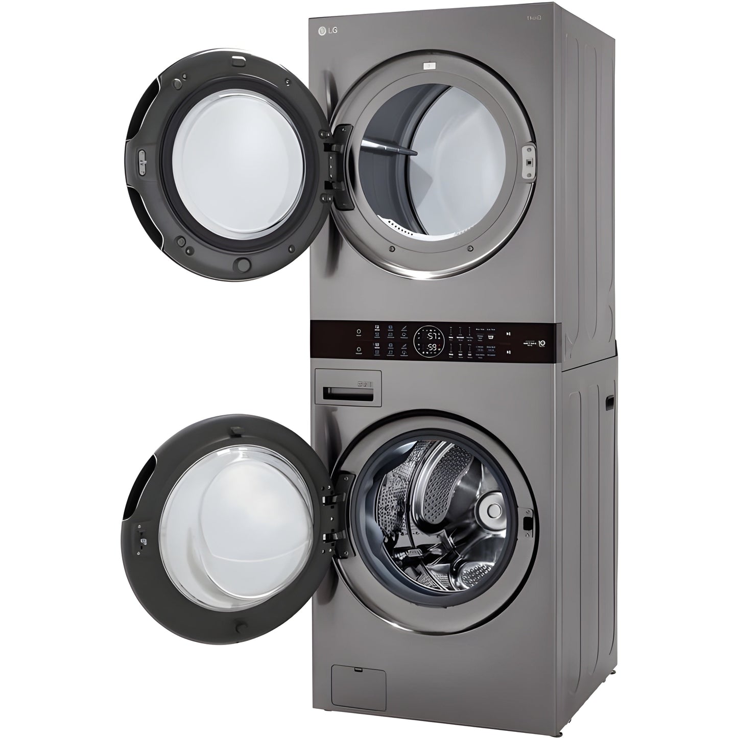 LG WashTower Single Front Load Unit with Center Control, 4.5-Cu. Ft. Washer and 7.4-Cu. Ft. Electric Dryer in Graphite (WKE100HVA)