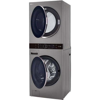 LG WashTower Single Front Load Unit with Center Control, 4.5-Cu. Ft. Washer and 7.4-Cu. Ft. Electric Dryer in Graphite (WKE100HVA)