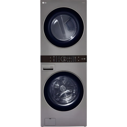 LG WashTower Single Front Load Unit with Center Control, 4.5-Cu. Ft. Washer and 7.4-Cu. Ft. Electric Dryer in Graphite (WKE100HVA)