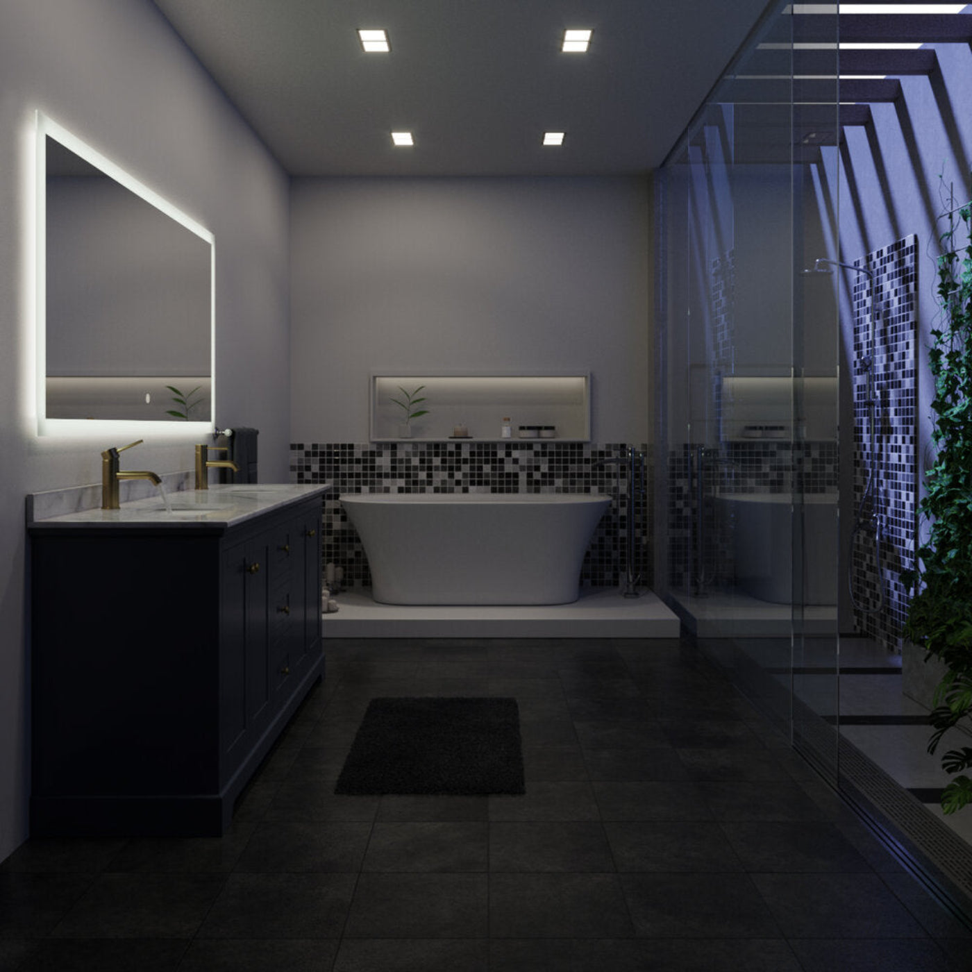 Arpella - Puralite 70 in. x 36 in. LED Wall Mounted Backlit Vanity Mirror  with Memory Dimmer - BLM7036