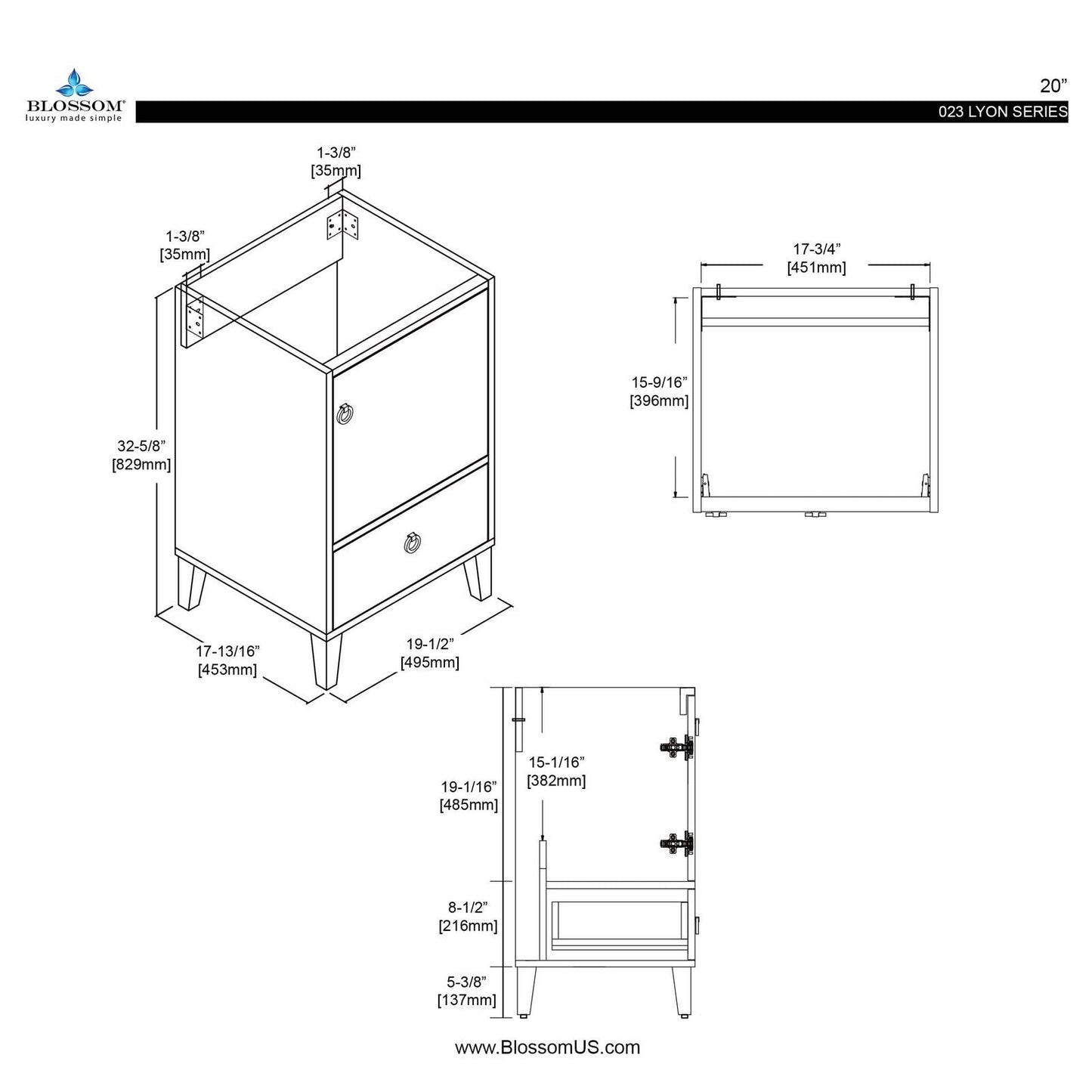 Blossom Lyon 20 Inch Bathroom Vanity - V8023 20 01