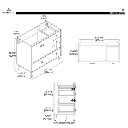 Blossom Lyon 36 Inch Bathroom Vanity - V8023 36 01