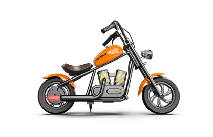 Hyper Gogo Challenger 12 Plus Electric Kids Motorcycle Bluetooth Speaker 21.9V 160W 10 MPH 7.5 Miles - EL-MB07P-ORANGE