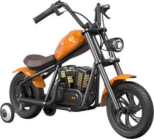 Hyper Gogo Challenger 12 Plus Electric Kids Motorcycle Bluetooth Speaker 21.9V 160W 10 MPH 7.5 Miles - EL-MB07P-ORANGE