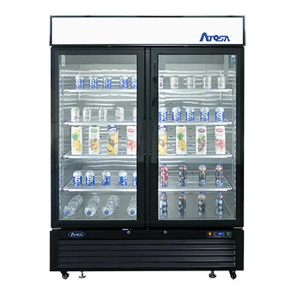 Atosa MCF8723GR 54.4" Glass Merchandiser, 2 Sections, Black Exterior 43.8 Cu.Ft - MCF8723GR