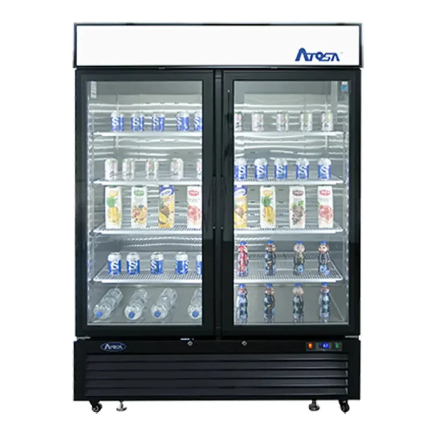 Atosa MCF8723GR 54.4" Glass Merchandiser, 2 Sections, Black Exterior 43.8 Cu.Ft - MCF8723GR