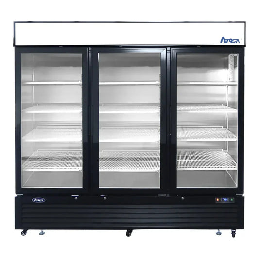 Atosa MCF8724GR 81.9" Glass Merchandiser, 3 Sections, Black Exterior 69.5   Cu.Ft - MCF8724GR