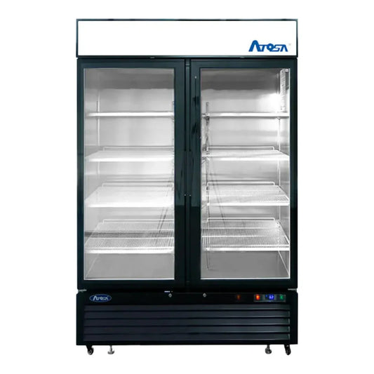 Atosa MCF8733GR 39.4" Glass Merchandiser, 2 Sections Black Exterior 28.5 Cu. Ft - MCF8733GR