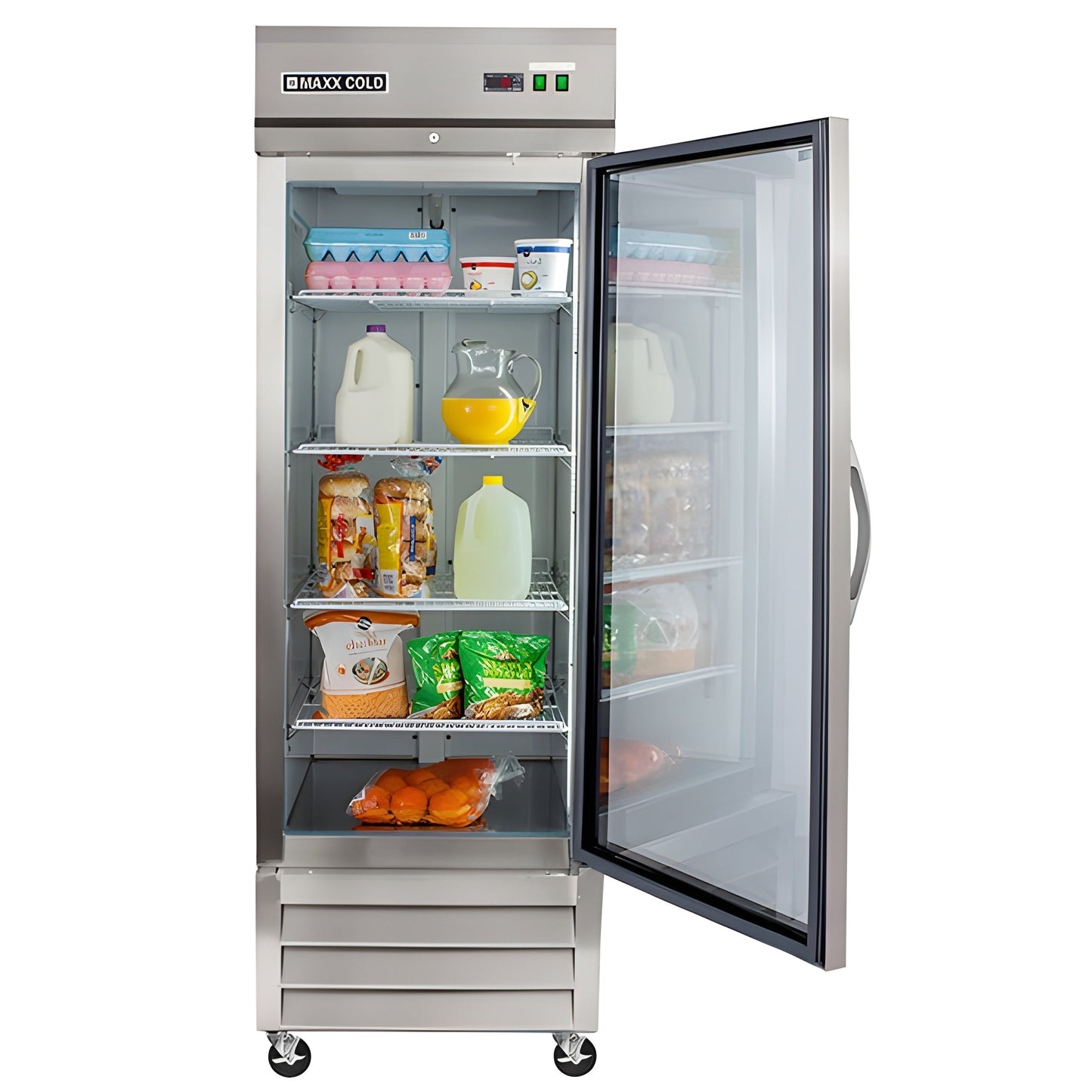 Maxx Cold Single Glass Door Reach-In Refrigerator, 23 cu. ft. Storage Capacity, in Stainless Steel - MXCR-23GDHC