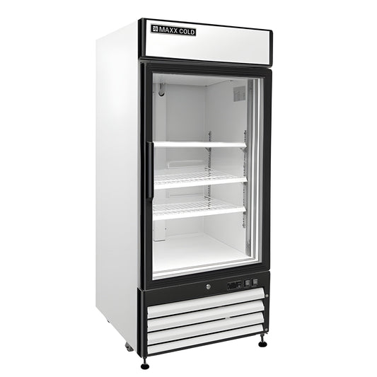 Maxx Cold Single Glass Door Merchandiser Refrigerator, Free Standing, 16 cu. ft., in White - MXM1-16RHC