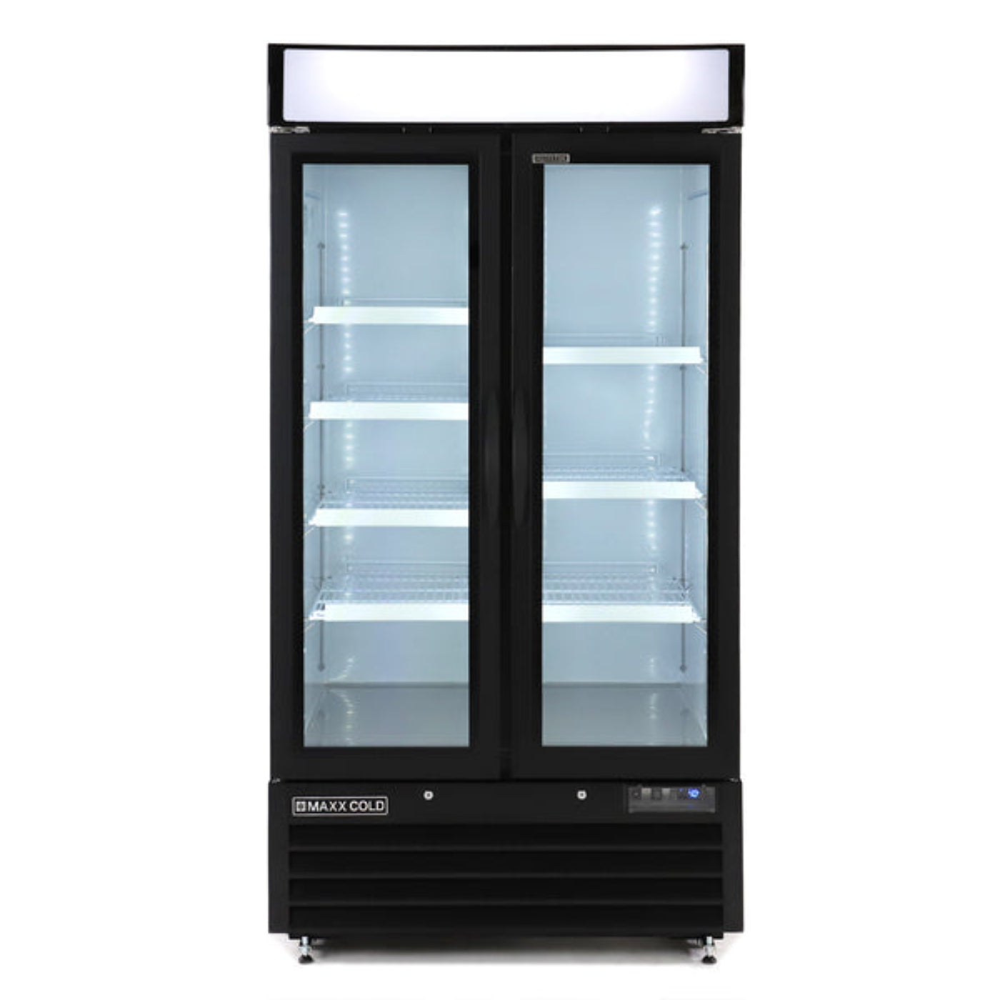 Maxx Cold Narrow Width Glass Door Merchandiser Refrigerator, Double Door, Black - MXM2-36RBHC