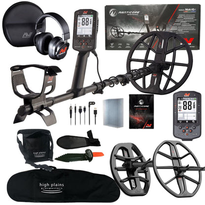 Minelab Manticore High Power Metal Detector with 15" M15, 8" M8 Coils, and Gear - 3228-0200-M15-M8-free-gear-bundle