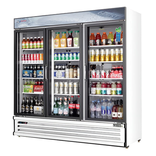 Everest Commercial 72" 3 Swing Glass Door Merchandiser Refrigerator 71 cu. ft. - EMSGR69