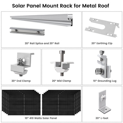 410 Watt Monocrystalline Solar Panel (10 Packs) With Solar Panel Mount Rack - Backyard Provider