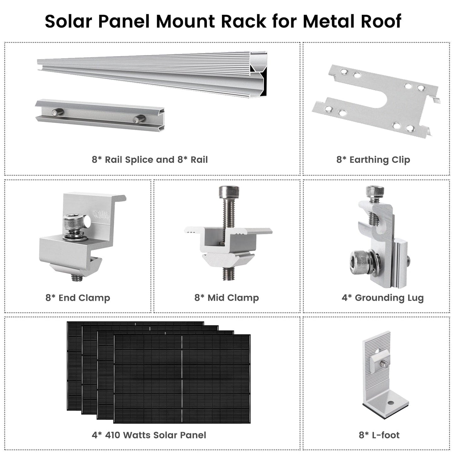 410 Watt Monocrystalline Solar Panel (4 Packs) With Solar Panel Mount Rack - Backyard Provider