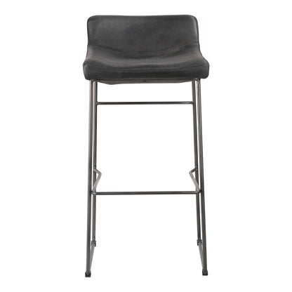Moe's Home Collection Set of Two Starlet Counter Stool Onyx Black Leather PK-1106-02