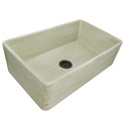 Nantucket Sinks 33" Farmhouse Fireclay Sink with Shabby Green Finish - FCFS3320S-ShabbyGreen