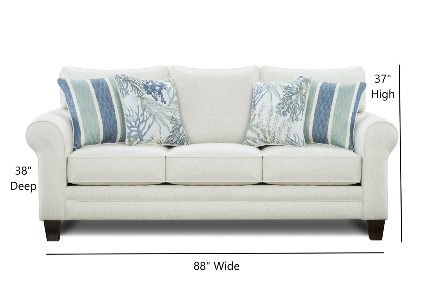 Modway Furniture 1144 Transitional Sleep Sofa - Coastal Style with Reversible Cushions & Stain-Resistant Fabric - 1144 Grande Glacier Sleeper