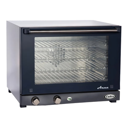 Cadco Anna OV-023 4-Shelf Half Size Medium-Duty Manual Countertop Convection Oven - 208-240V - OV-023