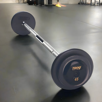 TROY PFB-R Pro Style Straight Barbell Set - Black Plates / Rubber End Caps - PFB-020-110R