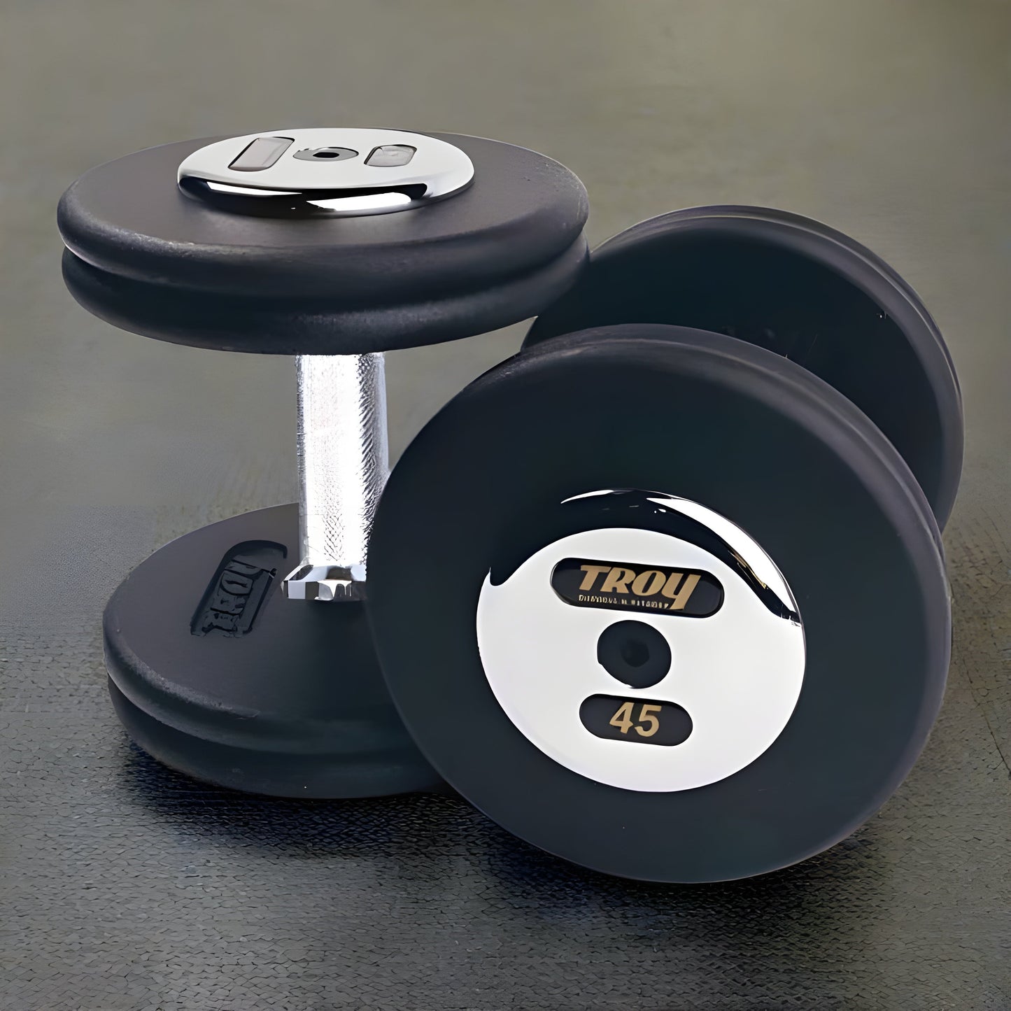 TROY PFD-C Pro-Style Black Textured Dumbbell Set with Chrome End Caps - PFD-005-050C