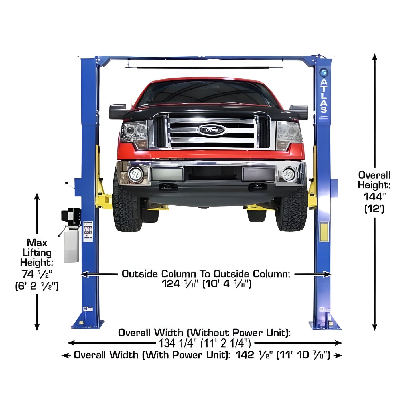Atlas PRO-9D 9,000 lb Overhead 2-Post Lift - ATEXH-PRO-9D-FPD