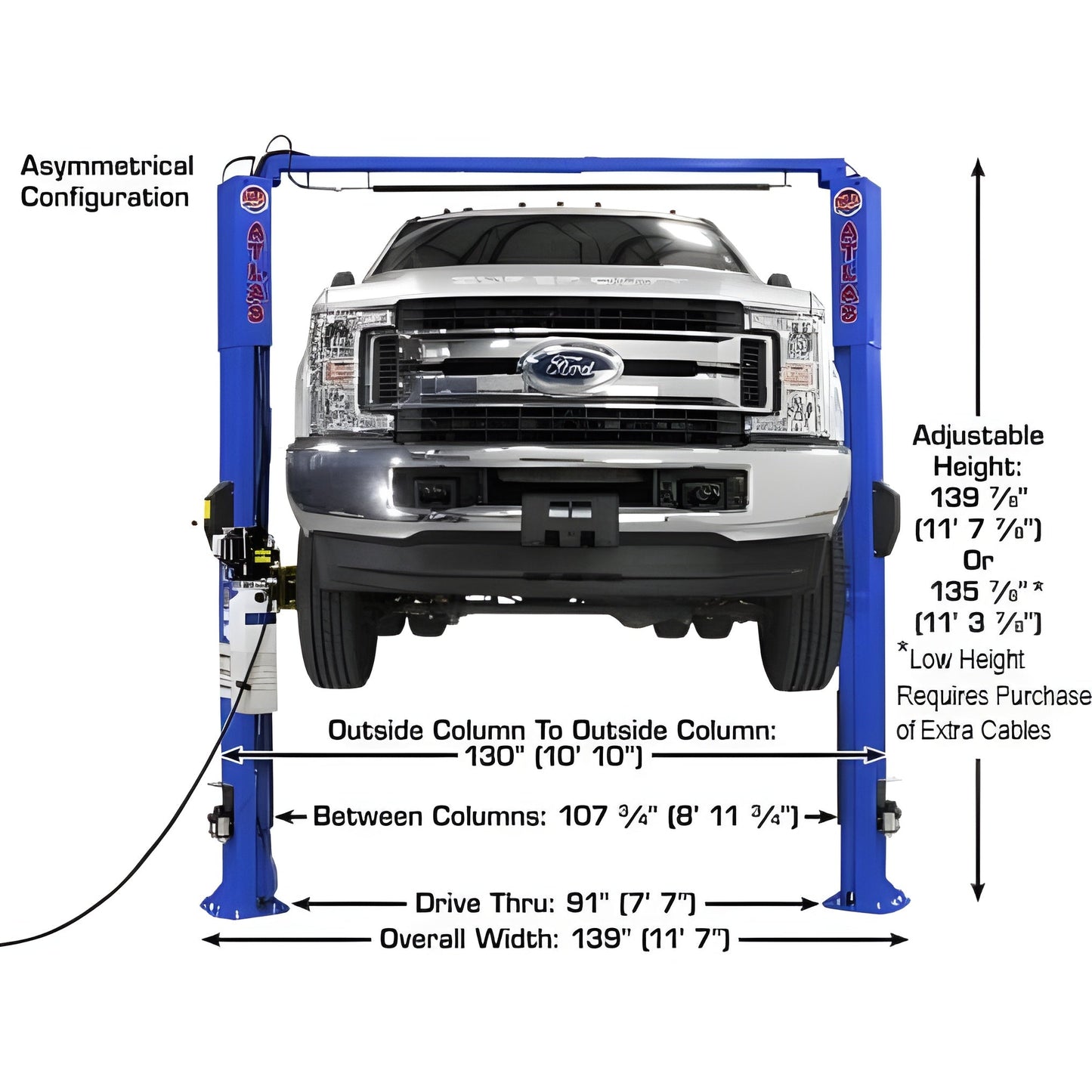 Atlas Platinum PVL10 ALI  10,000 lb Overhead 2 Post Lift - ATEAP-PVL10-FPD