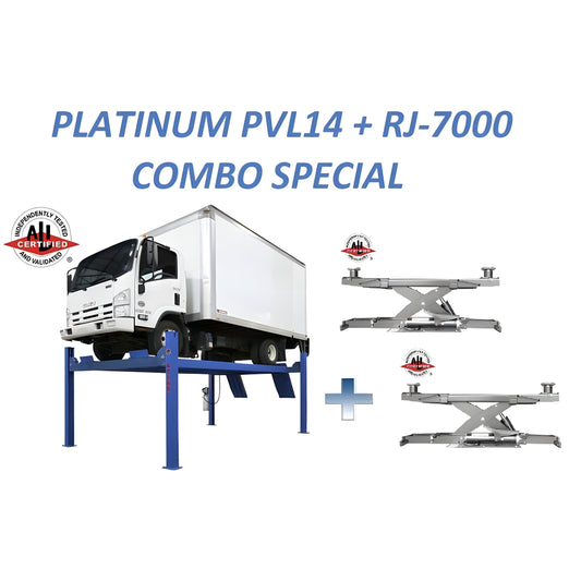 Atlas Platinum PVL14 4 Post Lift + RJ7000 Rolling Jacks ALI Certified Combo - ATEAP-PVL14-COMBO-FPD