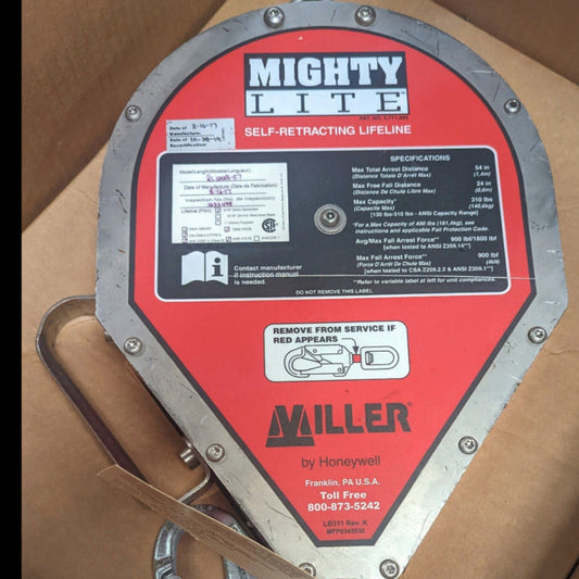 Miller Welding  Self-Retracting 100ft. Lifeline with 310lb. Capacity 100 ft - New Surplus - Miller RL100GZ7100FT