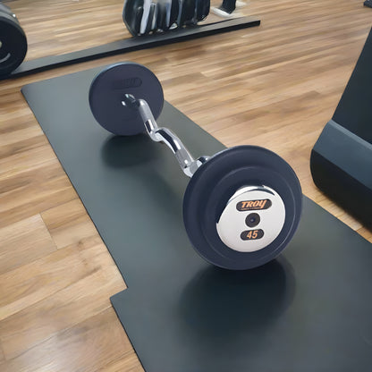 TROY PZB-C Pro Style Curl Barbell Set - Black Plates / Chrome End Caps - PZB-020-110C