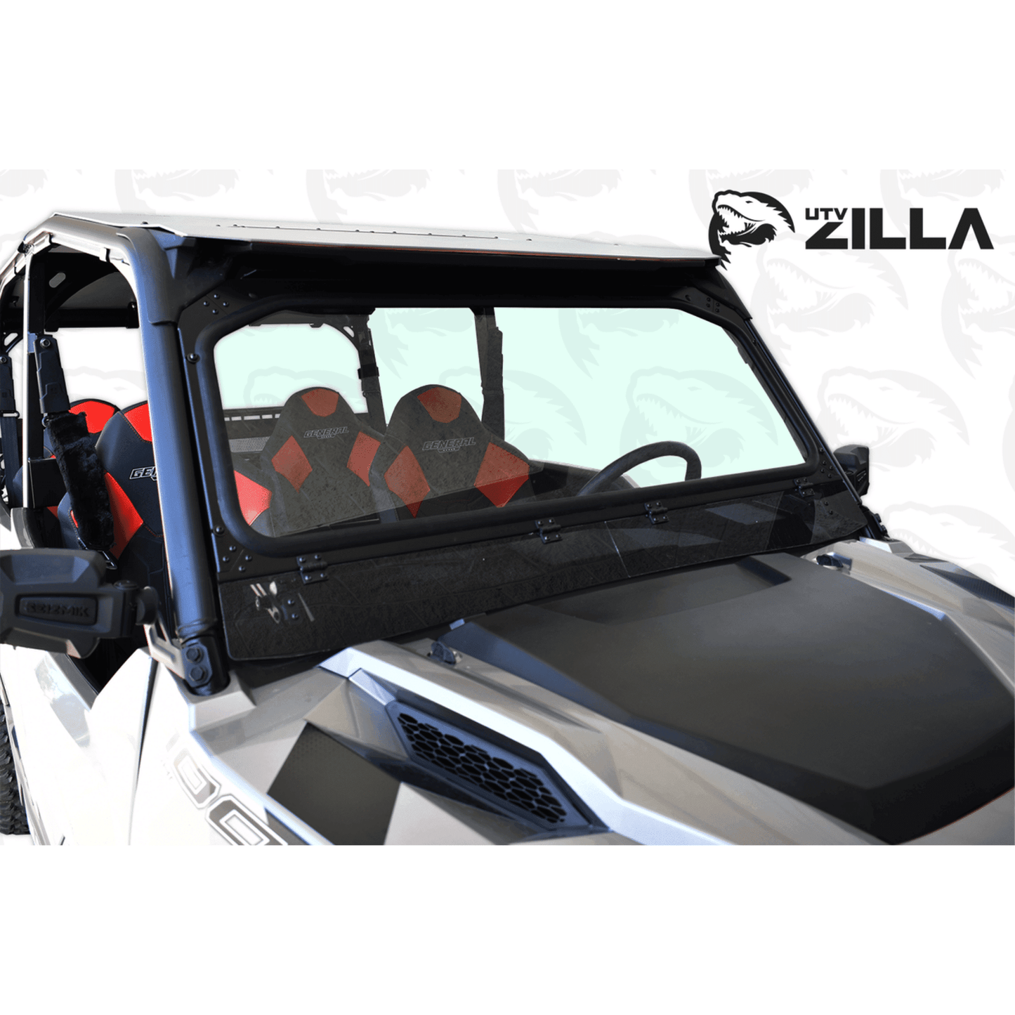 UTVZILLA Polaris General Vented Glass Windshield (2016+) - ZL-GEN-WS-GLS-BLK-N