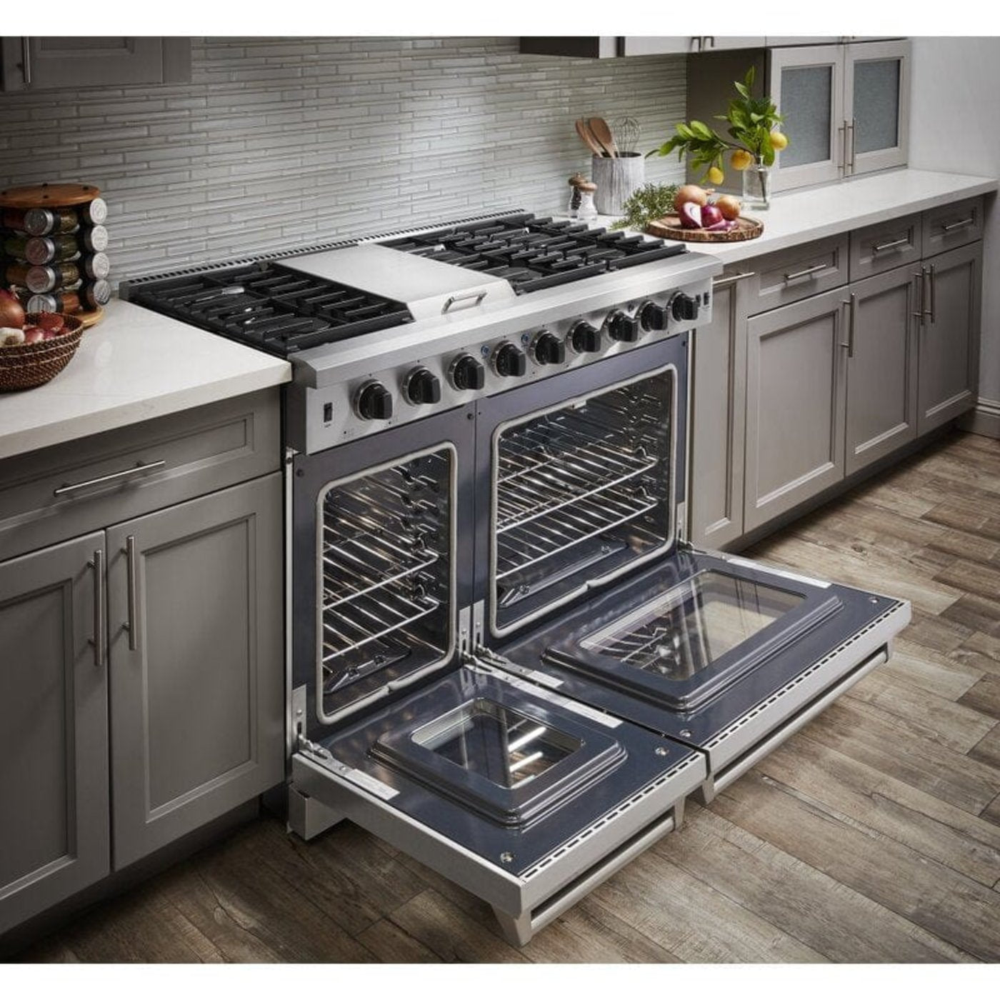 Thor Kitchen 48 in. 6.8 cu. ft. Double Oven Propane Gas Range in Stainless Steel, LRG4807ULP