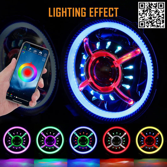 Auxbeam (2pcs/set) 9 inch RGB Headlights Replacement Bluetooth control for Jeep Wrangler JL JLU Sport Rubicon Sahara Gladiator JT 2019 2020 w/ DRL - QP007346