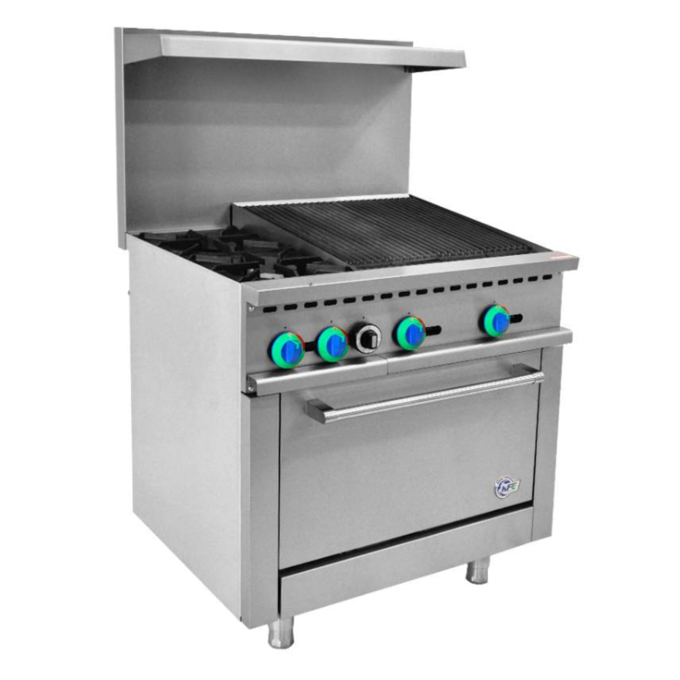 Chef AAA - R36-24CB, Commercial 36"  2 Burner with 24" Charbroiler Gas Oven Range - R36-24CB