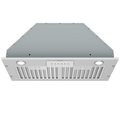 Awoco RH-BQ-M 14-1/2”D Built-in/Insert Stainless Steel Range Hood, 4-Speed, 650 CFM, LED Lights, Baffle Filters for Wood Hood - RH-BQ-M30
