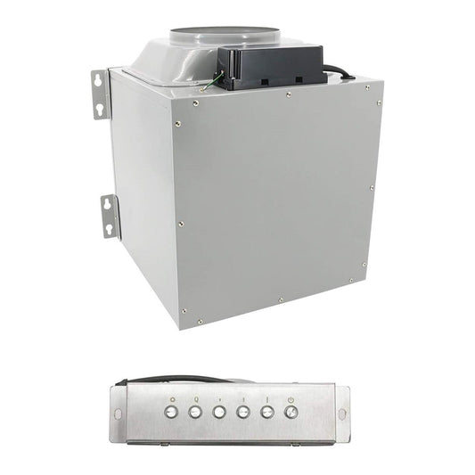 Awoco RH-SP08-BLW Powerful 8" Inline Blower Unit for Split Range Hoods, 4 Speeds, 8” Round Top Vent, 1000CFM - RH-SP08-BLW