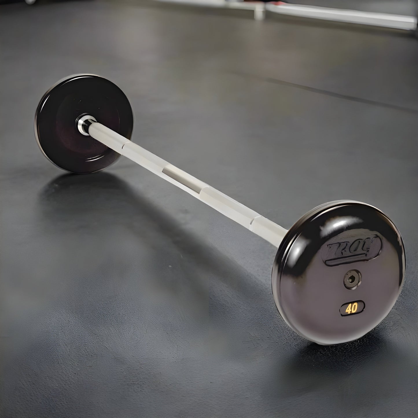 TROY Pro Style Straight Barbell 20 - 110lb Set - Rubber-Encased Plates -  RUFB-020-110R