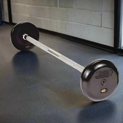 TROY Pro Style Straight Barbell 25 - 115lb Set - Rubber-Encased Plates - RUFB-025-115R