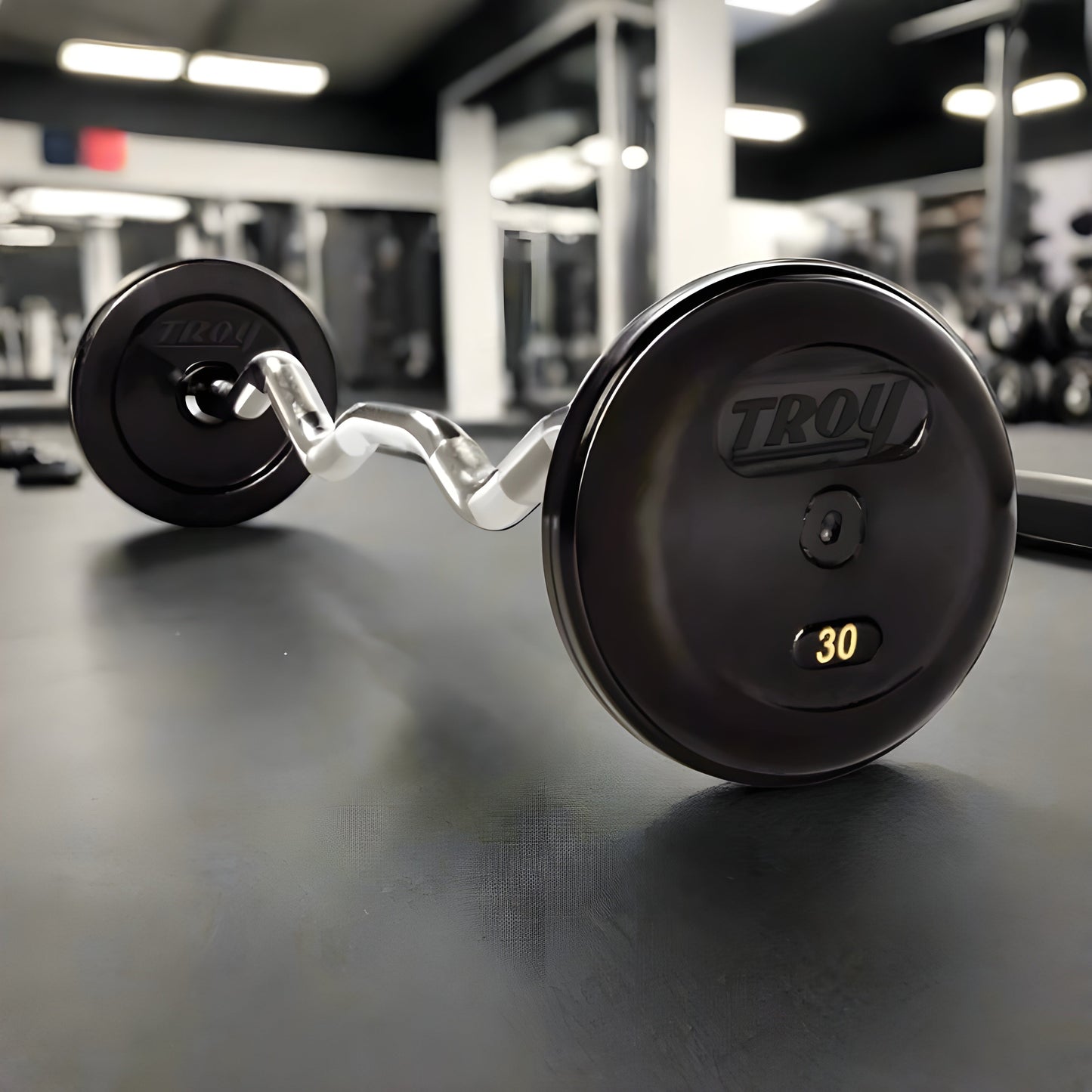 TROY Pro Style Rubber Encased Curl Barbell Set (20-110 lb) - RUFC-020-110R