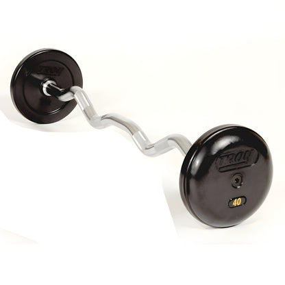 TROY Pro Style Curl Barbell Set - Rubber-Encased Plates - RUFC-025-115R