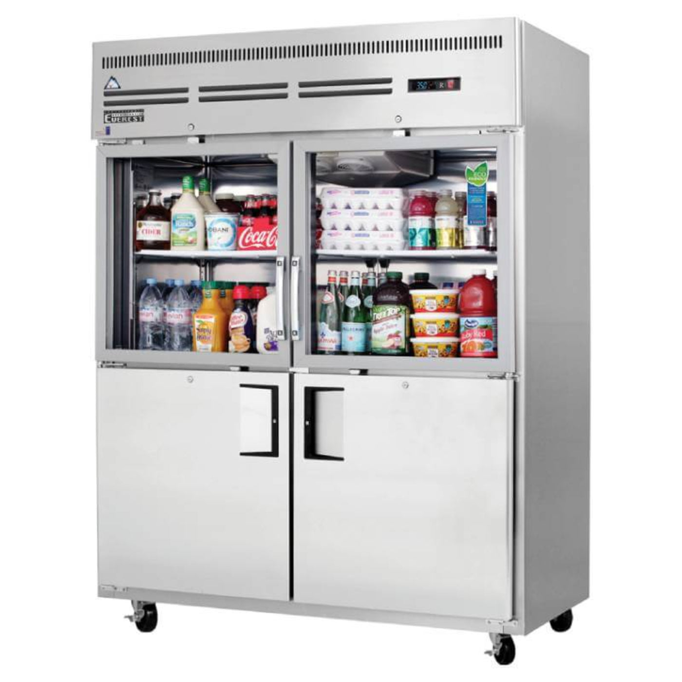 Everest Commercial 59" Reach-In Refrigerator 2 Glass 2 Solid Door 55cu.ft. - EGSWH4