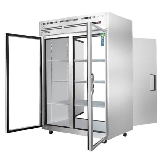 Everest Commercial 49" Two Glass 2 Solid Door Pass Thru Reach-In Refrigerator - ESPT-2G-2S