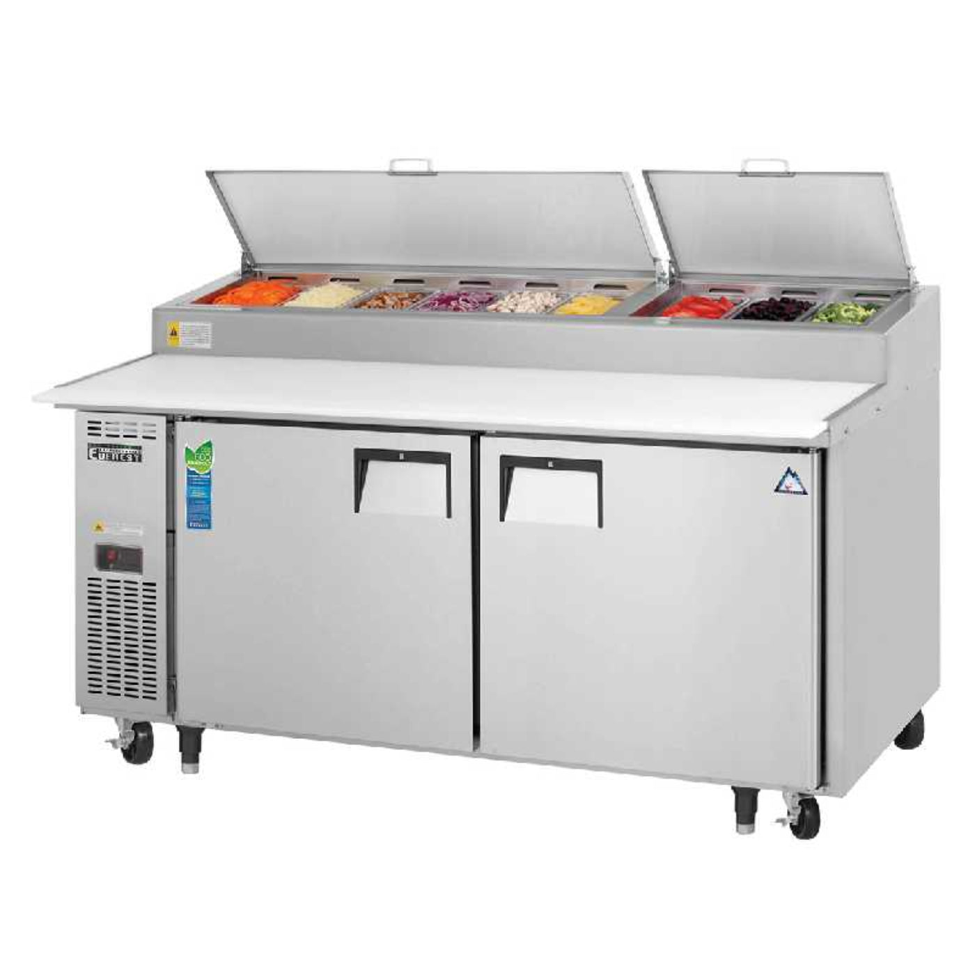 Everest Commercial 71" 9 Pan Pizza Prep Table Refrigerator - EPPR2